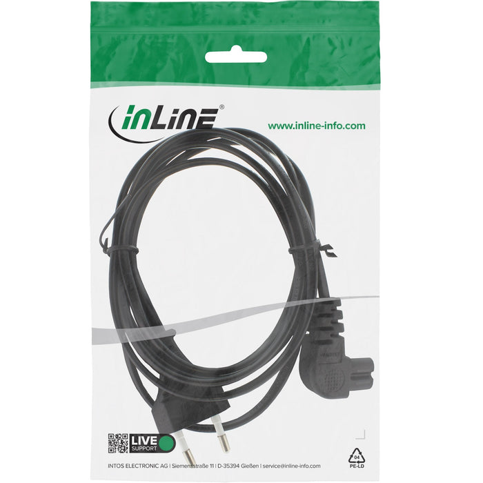 Cable De Alimentación Inline, Conector Euro A Conector Euro8 Angulado, Negro, 5,0 M