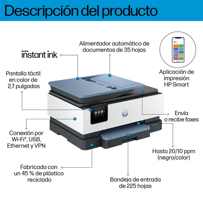 EAN 0197029469335 - HP OfficeJet Pro 8135e All-in-One Prntr Inyección de tinta térmica A4 4800 x 1200 DPI 20 ppm Wifi imagen 3