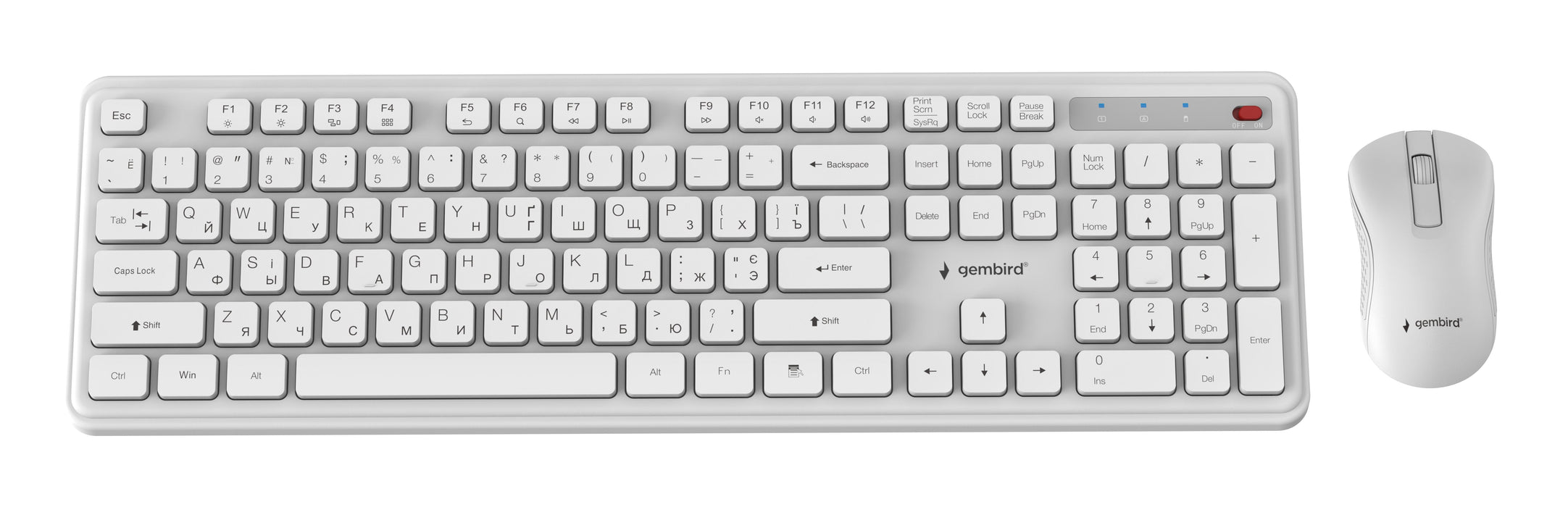 Keyboard +Mouse Wrl Cyrillic/Wh Kbs-Wps-01-W-Cyrl Gembird