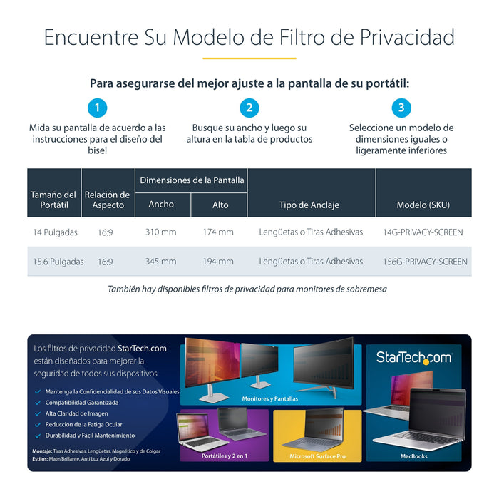 EAN 65030901970 - StarTech.com 14G-PRIVACY-SCREEN filtro para monitor 35,6 cm (14") Portátil Filtro de privacidad para pantal imagen 11