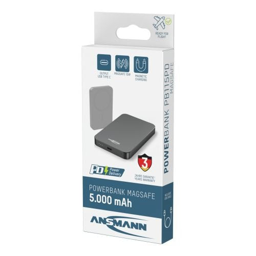 Ansmann 1700-0198, 5000 Mah, Lithium Polymer (Lipo), Power Delivery, Inalámbrico Aufladen, 3,7 V, Antracita