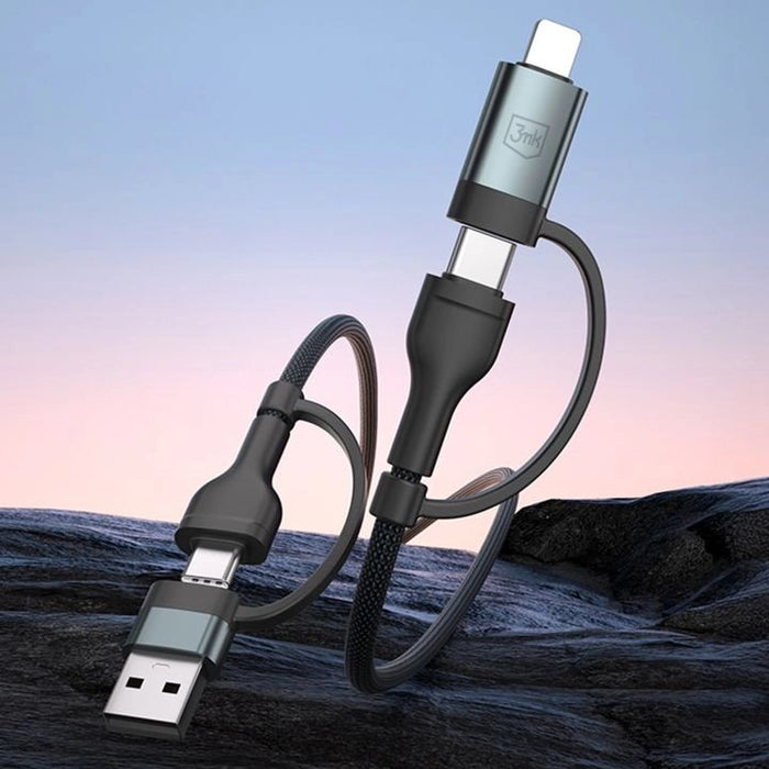 Cable 3mk Hyper N-Series 2 In 2 A C To C Lightning 1.2m Qc 3.0 20v 3a 60w Black