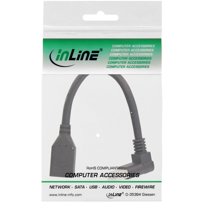 Adaptador Inline Displayport 1.4 M/H, 8k4k, En Ángulo Hacia Arriba, Negro/Dorado, 0,15 M