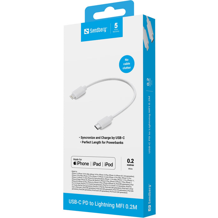 EAN 5705730136719 - Sandberg 136-71 cable de conector Lightning 0,2 m Blanco imagen 2