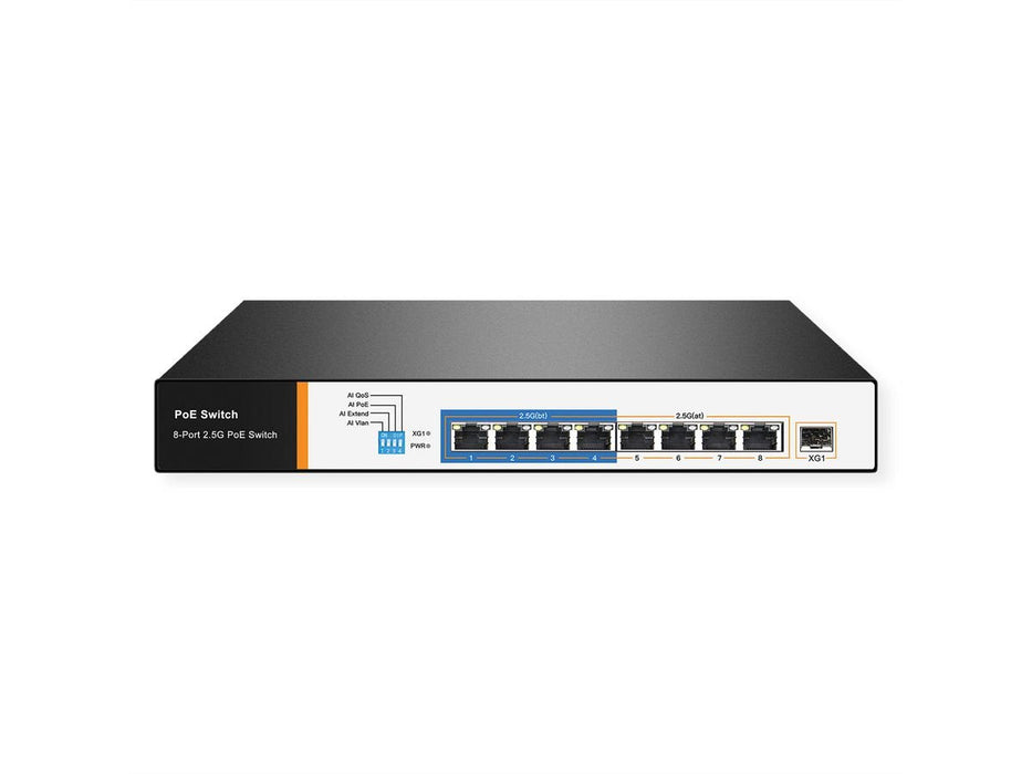 Value Poe++ 2,5 Gigabit Ethernet Switch, 8 Ports + Uplink (Sfp+)