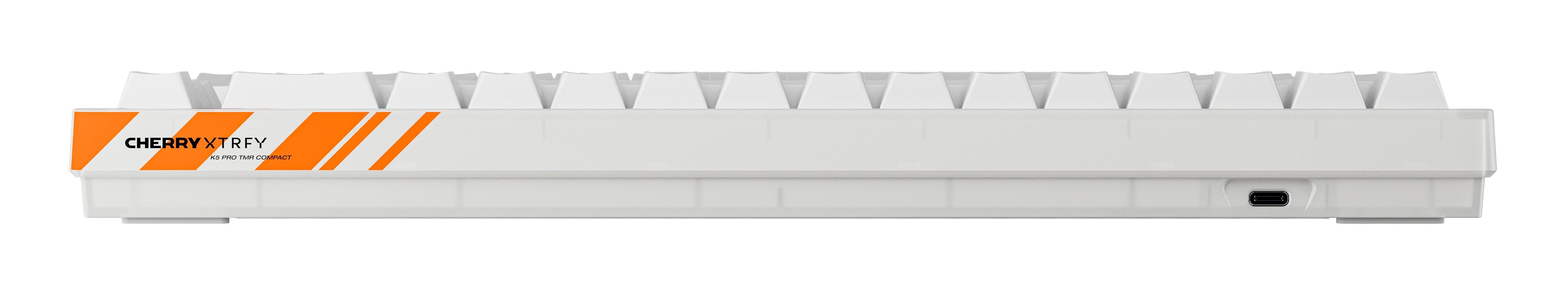 Cherry K5 Pro Tmr Compact, Con Cable, Usb, Mechanischer Switch, Qwerty, Rgb-Led, Naranja, Blanco