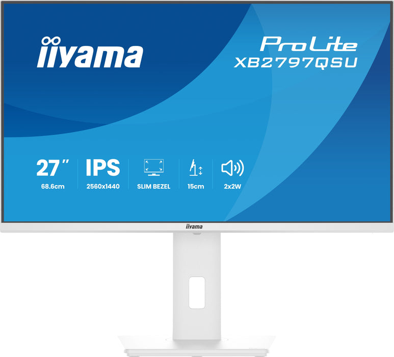 Monitor  Iiyama Prolite Xb2797qsu-W1 Led 27" 2560 X 1440 Qhd @ 75 Hz Ips 350 Cd/M² 1000:1 1 Ms 2xhdmi Displayport Altavoces Mate Blanco