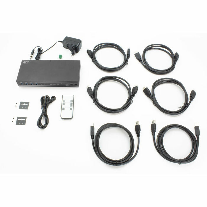 4k@60hz  2x Salidas Hdmi  4x Entradas Hdmi  2x Usb-B Hacia Pc  4x Usb-A  Salida De Audio De 3,5 Mm  Rs-232  Ir  Conexión De Alimentación Con Bloqueo Seguroconmutador Kvm Hdmi De 2 Puertos 4k@60hz: Permite Controlar Dos Ordenadores Con Confi
