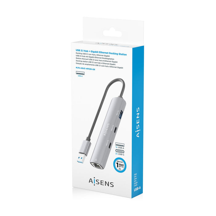 EAN 8435739903988 - AISENS ASUC-4P036-GR base para portátil y replicador de puertos Alámbrico USB 3.2 Gen 1 (3.1 Gen 1) Type- imagen 8