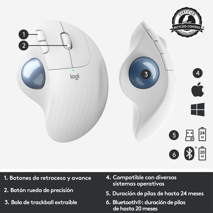 EAN 5099206092280 - Logitech 910-005870 ratón Oficina mano derecha RF Wireless + Bluetooth Trackball 2000 DPI imagen 17