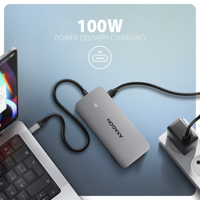 EAN 8595247909305 - Axagon HUB USB HMC-CUB83X2, USB 10Gbps hub, 2x USB-A, USB-C, HDMI & DP 4k/144Hz, RJ-45 GLAN, PD 100W, kab imagen 8