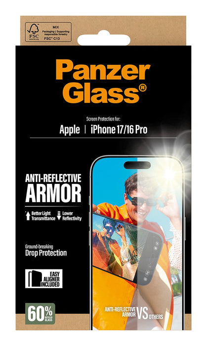 Panzerglass ® Anti-Reflective Armor Screen Protector Iphone 17  Iphone 16 Pro W. Easyaligner Protector De Pantalla Apple 1 Pieza(S)