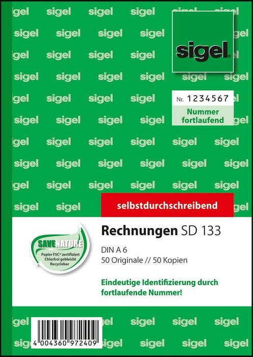 Sigel Rechnungsformular - 50 Hoja - A6 (105 X 148 Mm)