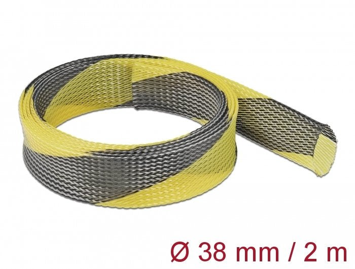 Delock 20752 Funda Trenzada Estirable 2 M X 38 Mm, Color Negro-Amarillo