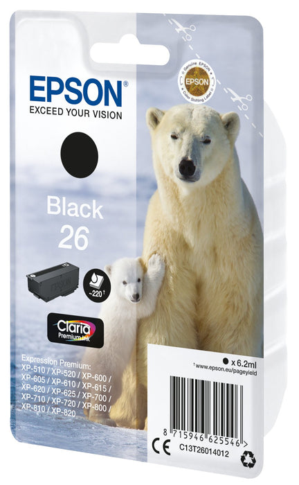 EAN 8715946625546 - Epson Polar bear C13T26014012 cartucho de tinta 1 pieza(s) Original Rendimiento estándar Negro imagen 1