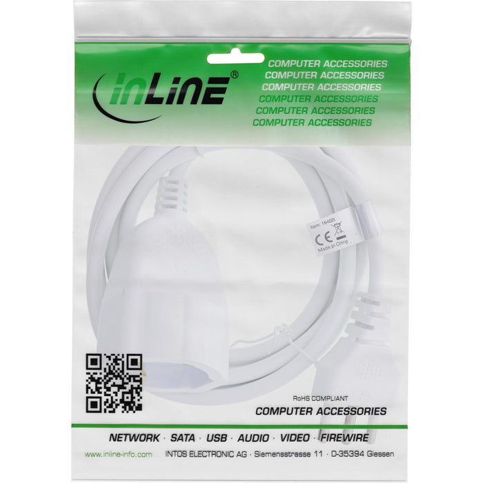 Inline® Power Extensión Italy Plug L / Socket F, White, 10m