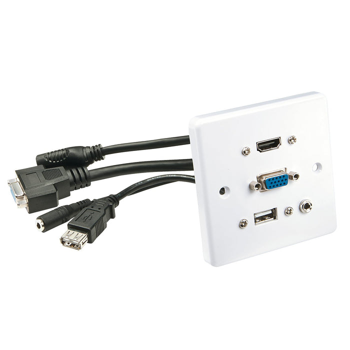 EAN 4002888602204 - Lindy 60220 toma de corriente HDMI + VGA + USB A + 3.5mm Blanco imagen 1