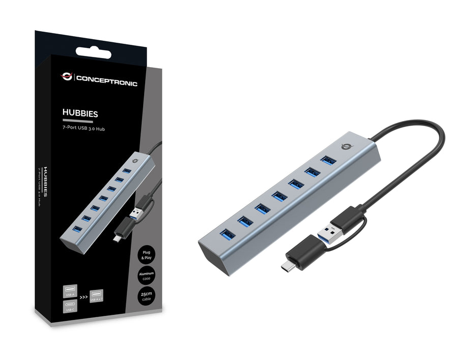 EAN 4015867238301 - Conceptronic HUBBIES21G hub de interfaz USB 3.2 Gen 1 (3.1 Gen 1) Type-A 5000 Mbit/s Gris imagen 3