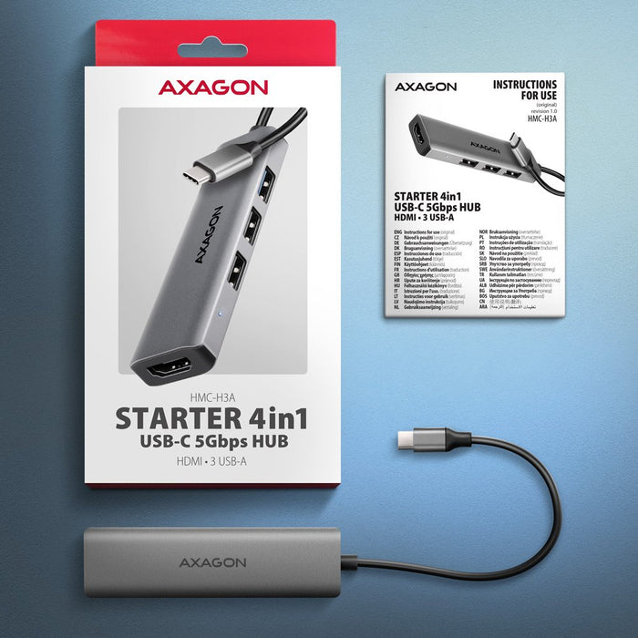EAN 8595247908698 - Axagon HMC-H3A base para portátil y replicador de puertos Alámbrico USB 3.2 Gen 1 (3.1 Gen 1) Type-C Plat imagen 9