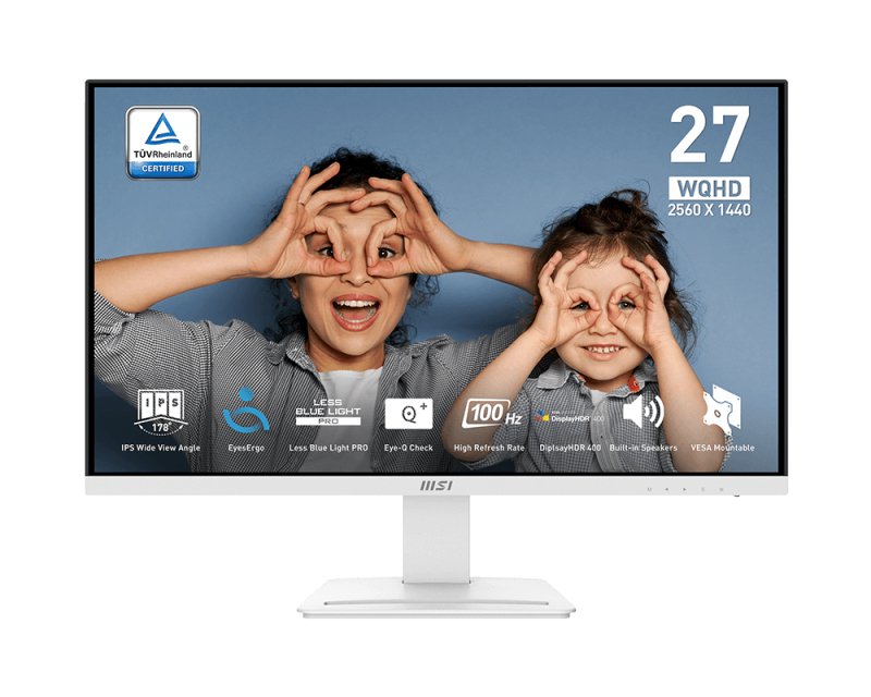 Msi Pro Mp273qwde E2 Office Monitor - Qhd Ips Panel, 100hz White, 1ms(Mprt) Response Time (Gtg) 4ms