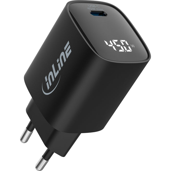 Inline® Usb Pd Power Supply, Gan Charger, 1-Port, Usb-C, 45w, With Display