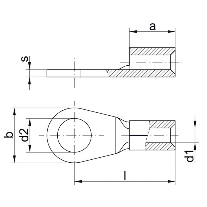 Klau Quetschcableschuh 166010 Ringform 150qmm Galvanisch Verzinnt
