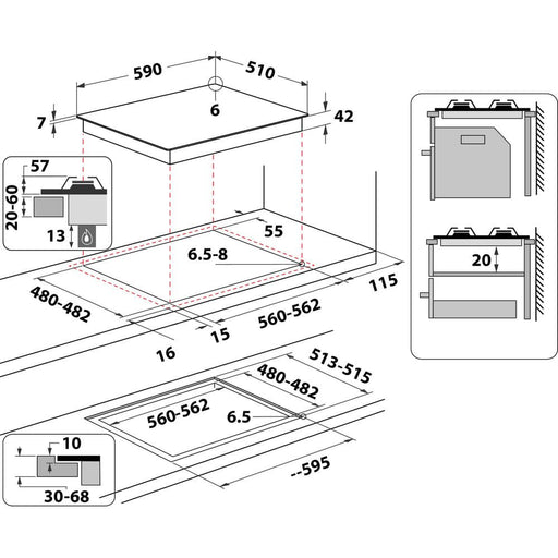EAN 8003437605512 - Whirlpool AKT 616/NB Negro Integrado 60 cm Encimera de gas 4 zona(s) imagen 1