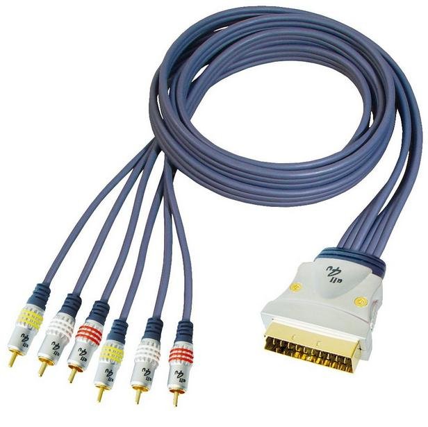 Scartstecker - 6 X Conector Rca Macho Flachkabeltyp 1,5 M