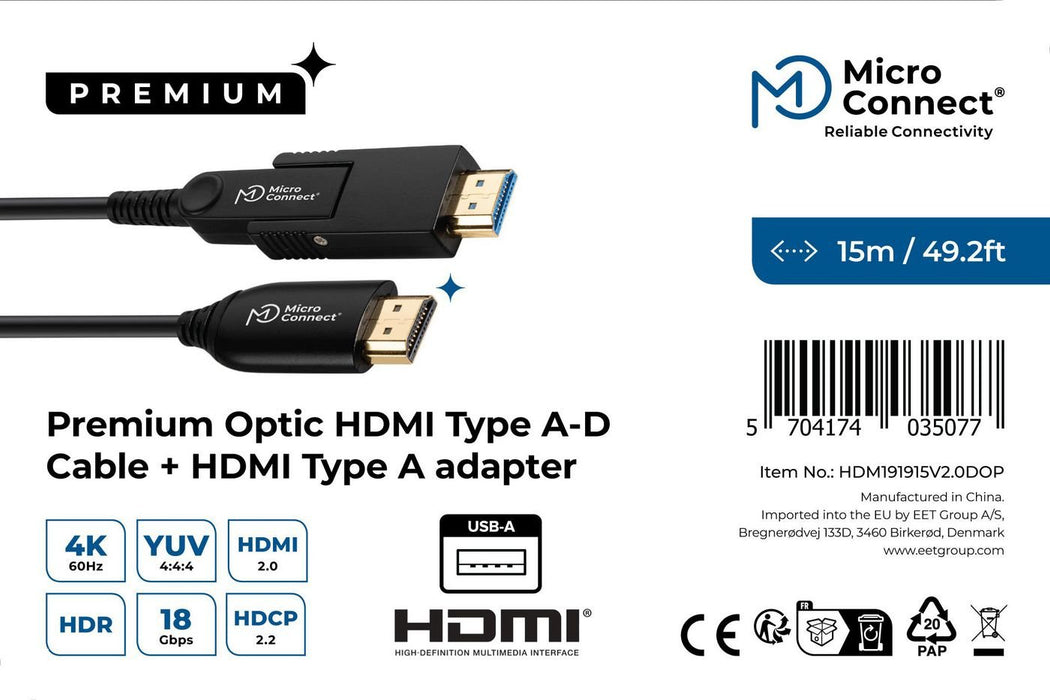 EAN 5704174035077 - Microconnect HDM191915V2.0DOP cable HDMI 15 m HDMI tipo A (Estándar) Negro imagen 3