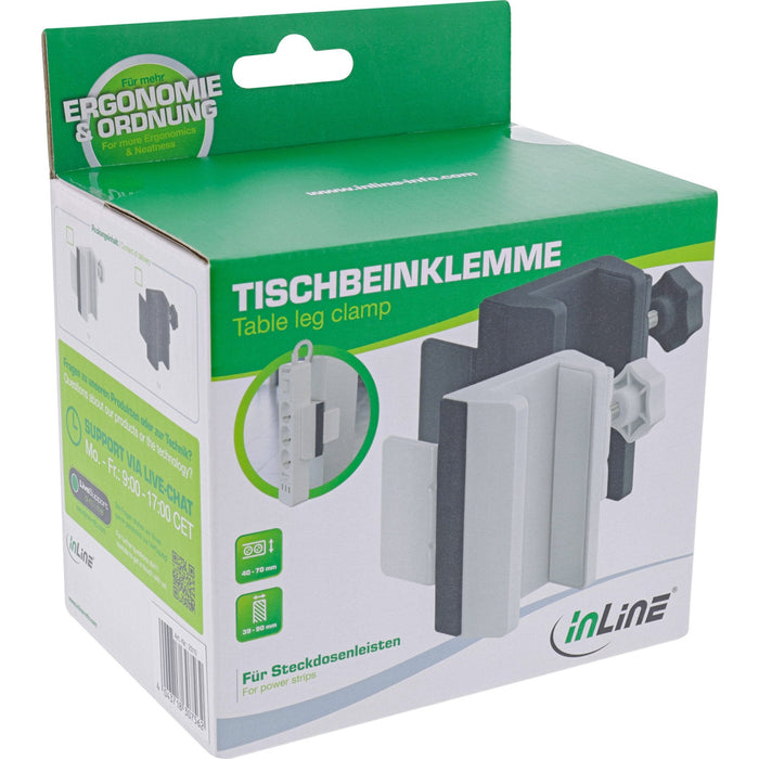 Abrazadera Para Pata De Mesa Inline Para Regleta  Tornillo, Blanca