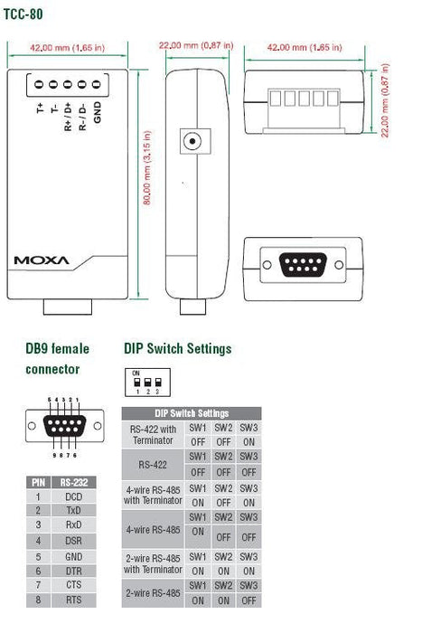 Tcc-80 Tcc-80, Db9f/Term, 15kv Esd Su