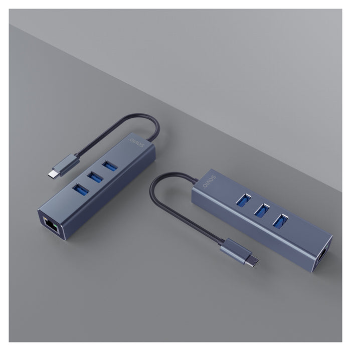 EAN 5901986047766 - Savio AK-57 USB-C - 3 x USB-A HUB with RJ-45 Gigabit Ethernet adapter 5000 Mbit/s grey 2 x USB 3.2 Gen 2  imagen 5
