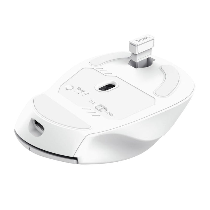 Mouse Trust Wireless Niven Bt/2.4ghz 7 Botones 800-3200dpi Recargable Color Blanco.