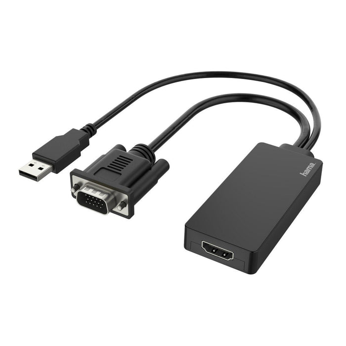 Hama Essential Adaptador De Video - Entrada Vga Y Usb-A Macho - Salida Hdmi Hembra - Negro