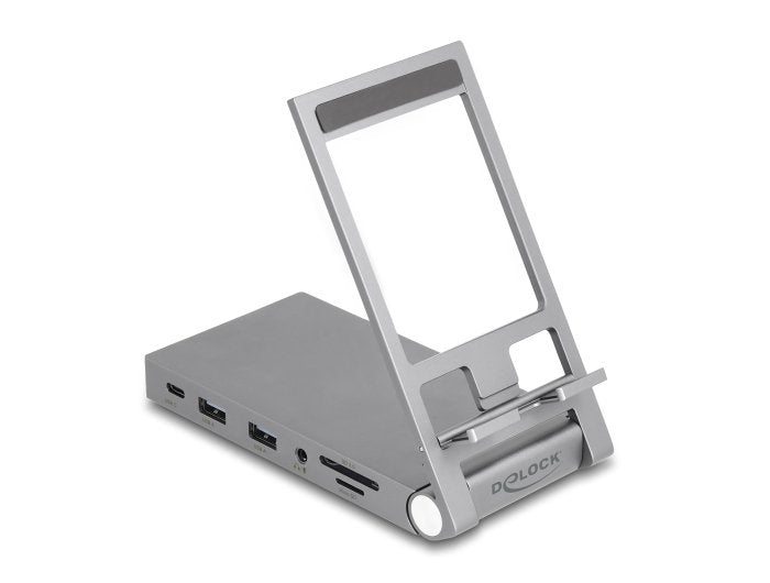 Delock 88199 Dockingstation Para Tablet Y Portatil 4k Con Soporte Integrado - Hdmi / Usb / Hub / Sd / Micro Sd / Pd 3.0 - Plegable