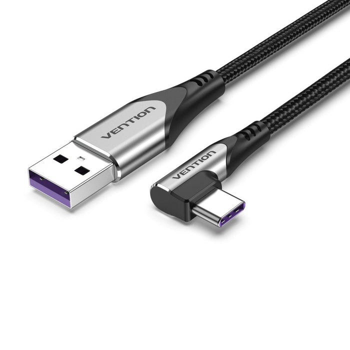 Usb-C Male Right Angle To Usb 2cabl .0-A Male 5a Cable 1m Gray Alumi