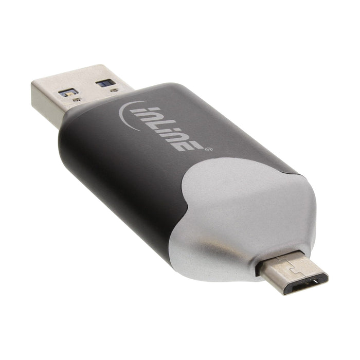 Lector De Tarjetas Usb Otg Inline Con Interfaz Doble Usb 3.0 Y Micro Usb 2.0 Para Sdxc Y Microsdxc
