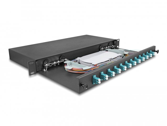 Delock 67004 Caja De Empalme De Fibra Óptica De 19? 12 X Lc Duplex Om3 1u Completamente Montada Lista Para Empalmar