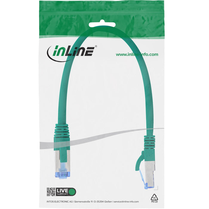 Cable De Red Inline S/Ftp Pimf Cat.6a Libre De Halógenos 500mhz Verde 0.3m