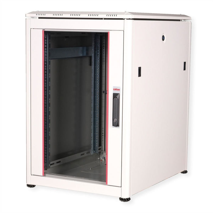 Roline 19-Zoll Netzwerkschrank Pro 16 He, 600x800 Bxt Glastr Grau