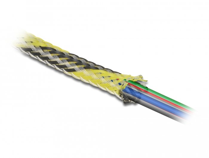 Delock 20752 Funda Trenzada Estirable 2 M X 38 Mm, Color Negro-Amarillo