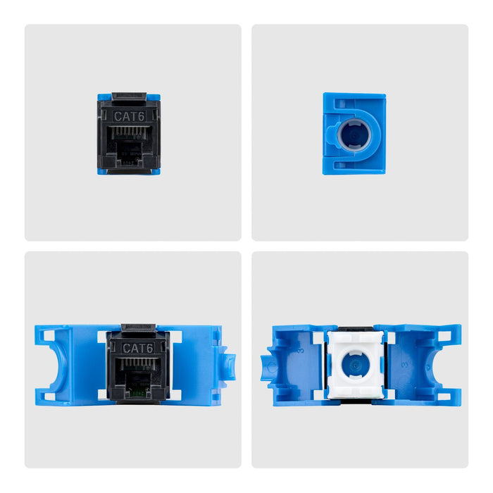 Startech.Com Cat6 Keystone Jack Módulo, Pack De 24 Rj45 Ethernet Keystone Conector Hembra, Utp Cat6 Wandbuchse, 180 Grad, Sin Herramientas, Negro, Plano, Negro, Azul, Rj-45, Conector Hembra, Conector Hembra, 10gbase-T