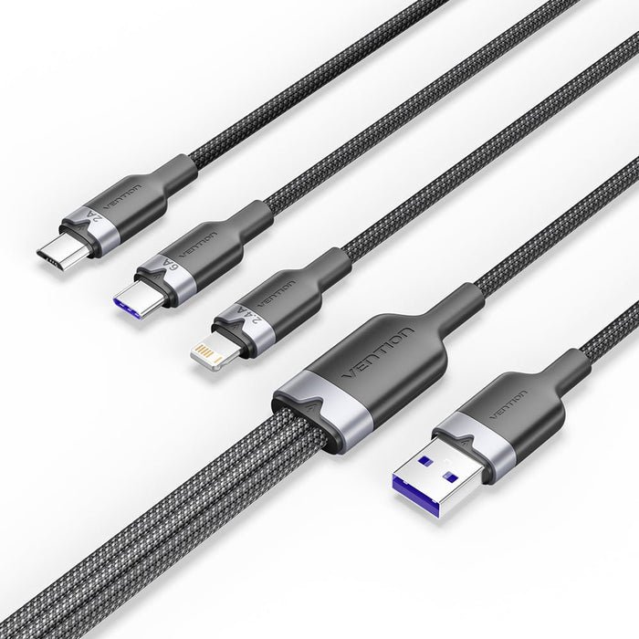 EAN 6922794709805 - Vention CTRBG cable USB USB 2.0 1,5 m USB A USB C/Micro-USB B/Lightning 0,48 Gbit/s 120 W Negro imagen 1