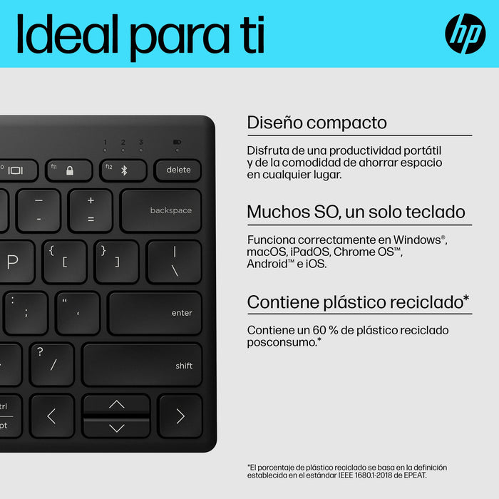 EAN 0196548516445 - HP 355 Compact Multi-Device Keyboard teclado Hogar Negro imagen 10