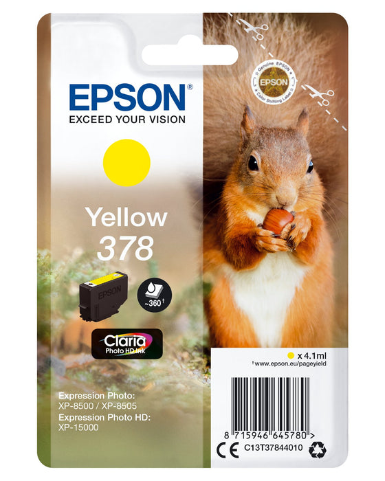 EAN 8715946645780 - Epson Squirrel C13T37844010 cartucho de tinta 1 pieza(s) Original Rendimiento estándar Amarillo imagen 1