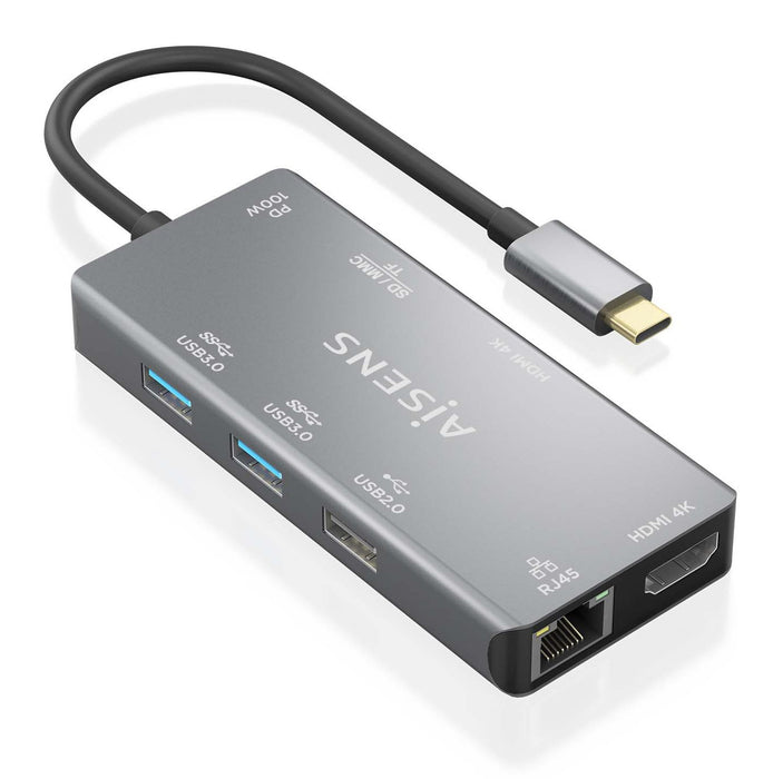 EAN 8435739901724 - AISENS ASUC-9P018-GR base para portátil y replicador de puertos Alámbrico USB 3.2 Gen 1 (3.1 Gen 1) Type- imagen 2