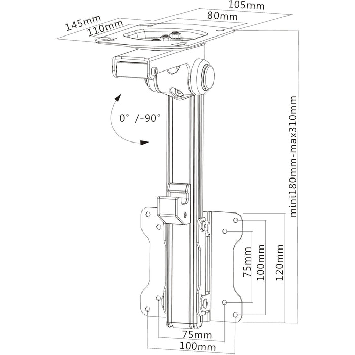 Soporte Para Debajo Del Gabinete Inline Para Pantallas De Hasta 68 Cm 27" Hasta 20 Kg