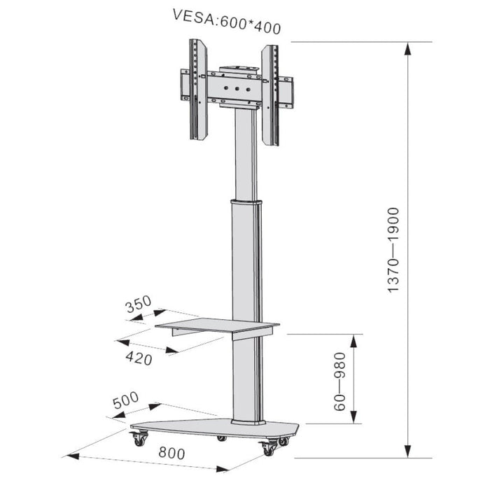 Techly Ica-Tr3wh Soporte Para Pantalla De Señalización 177,8 Cm (70") Blanco