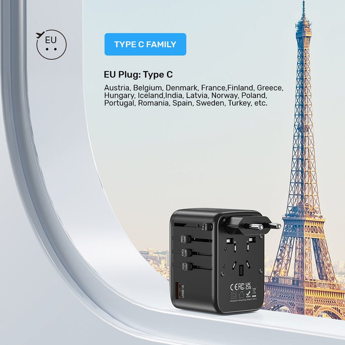 Unitek Ladowarka Podrózna Eu/Us/Uk/Aus Pd 65 W