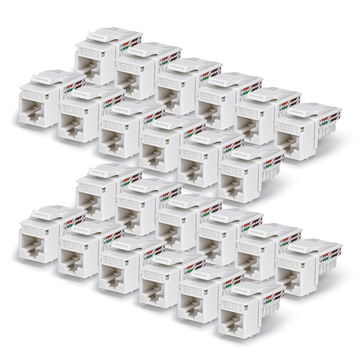Startech.Com Cat6 Keystone Jack Módulo, Pack De 24 Rj45 Ethernet Keystone Conector Hembra, Utp Cat6 Wandbuchse, 90 Grad 110 Punch Down Conector Hembra, Blanco, Acodado, Blanco, Rj-45, Conector Hembra, 10gbase-T, Cat6, Cat5e